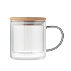 Vue Mug en verre double paroi 300ml - Farbi de couleur gris| Krokrodeal