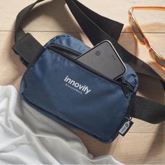 Vue Sac banane en polyester 300D - Toshi de couleur bleu| Krokrodeal