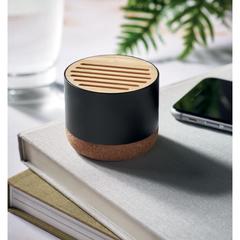 Vue Haut-parleur en liège et alu - Rumba de couleur noir| Krokrodeal