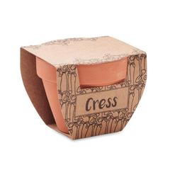 Vue Pot avec graines de cresson - Cress pot de couleur marron| Krokrodeal