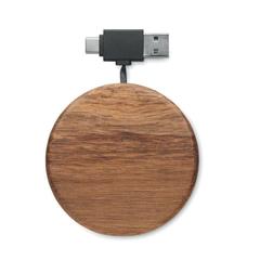 Vue Chargeur sans fil en acacia - Acaless de couleur marron| Krokrodeal