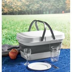 Vue Panier de pique-nique pliable - Cesta de couleur blanc| Krokrodeal
