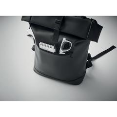 Vue Sac à dos enroulable en PU - Bai roll de couleur noir| Krokrodeal