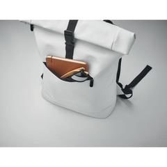 Vue Sac à dos enroulable en PU - Bai roll de couleur blanc| Krokrodeal