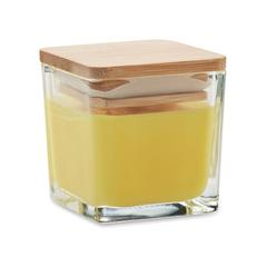 Vue Bougie parfumée carrée 50gr - Pila de couleur jaune| Krokrodeal