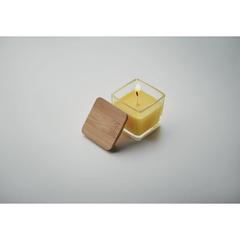 Vue Bougie parfumée carrée 50gr - Pila de couleur jaune| Krokrodeal