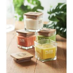 Vue Bougie parfumée carrée 50gr - Pila de couleur jaune| Krokrodeal