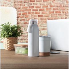 Vue Bouteille en acier inox 650ml - Bira de couleur blanc| Krokrodeal