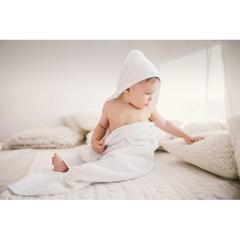 Vue Cape de bain en coton - Hugme de couleur blanc| Krokrodeal
