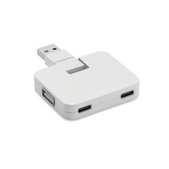 Vue Hub USB 4 ports et câble 20cm - Square-c de couleur blanc| Krokrodeal