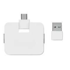 Vue Hub USB 4 ports et câble 20cm - Square-c de couleur blanc| Krokrodeal
