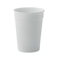 Vue Gobelet en PP recyclé 300ml - Awaycup de couleur blanc| Krokrodeal