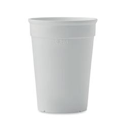 Vue Gobelet en PP recyclé 300ml - Awaycup de couleur blanc| Krokrodeal