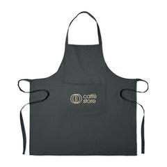 Vue Tablier en coton recyclé - Cuina de couleur noir| Krokrodeal