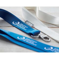 Vue Lanyard en RPET - Lany rpet de couleur bleu| Krokrodeal