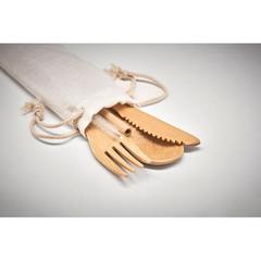 Vue Couverts en bambou avec paille - Setstraw de couleur marron| Krokrodeal