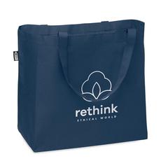Vue Grand sac shopping en RPET - Fama de couleur bleu| Krokrodeal
