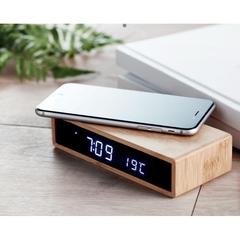 Vue Chargeur sans fil en bambou - Moro de couleur marron| Krokrodeal