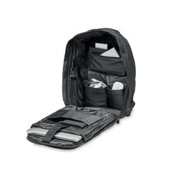 Vue Sac à dos / ordinateur en RPET - Munich de couleur noir| Krokrodeal