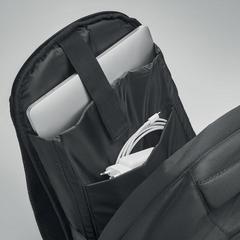 Vue Sac à dos / ordinateur en RPET - Munich de couleur noir| Krokrodeal