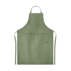 Vue Tablier de cuisine en chanvre - Naima apron de couleur vert| Krokrodeal