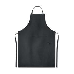 Vue Tablier de cuisine en chanvre - Naima apron de couleur noir| Krokrodeal
