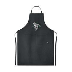 Vue Tablier de cuisine en chanvre - Naima apron de couleur noir| Krokrodeal