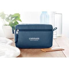 Vue Trousse de toilette en chanvre - Naima cosmetic de couleur bleu| Krokrodeal