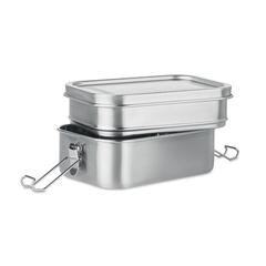 Vue Boîte à lunch en acier inox. - Double chan de couleur gris| Krokrodeal