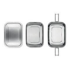 Vue Boîte à lunch en acier inox. - Double chan de couleur gris| Krokrodeal