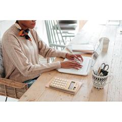 Vue Calculatrice 8 chiffres - Calcubam de couleur marron| Krokrodeal
