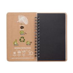 Vue Un carnet , un Pin - Grownotebook™ de couleur marron| Krokrodeal