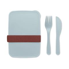 Vue Boîte à lunch avec couverts - Sunday de couleur bleu| Krokrodeal