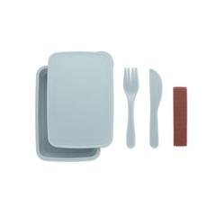 Vue Boîte à lunch avec couverts - Sunday de couleur bleu| Krokrodeal