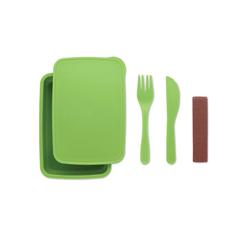 Vue Boîte à lunch avec couverts - Sunday de couleur vert| Krokrodeal