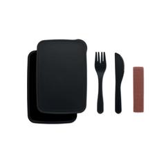 Vue Boîte à lunch avec couverts - Sunday de couleur noir| Krokrodeal