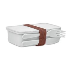 Vue Boîte à lunch avec couverts - Sunday de couleur blanc| Krokrodeal