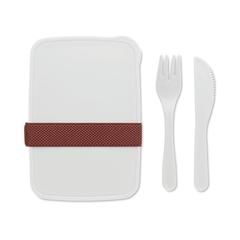Vue Boîte à lunch avec couverts - Sunday de couleur blanc| Krokrodeal