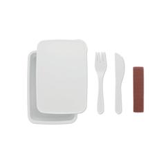 Vue Boîte à lunch avec couverts - Sunday de couleur blanc| Krokrodeal