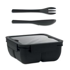 Vue Lunch box avec couverts 600ml - Saturday de couleur noir| Krokrodeal