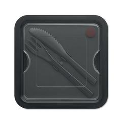 Vue Lunch box avec couverts 600ml - Saturday de couleur noir| Krokrodeal