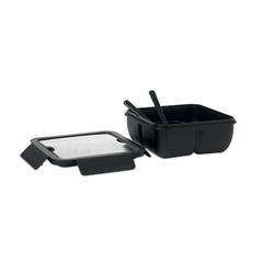 Vue Lunch box avec couverts 600ml - Saturday de couleur noir| Krokrodeal