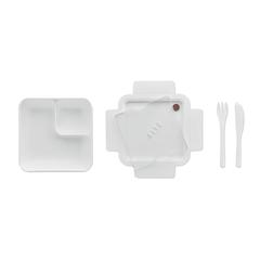 Vue Lunch box avec couverts 600ml - Saturday de couleur blanc| Krokrodeal