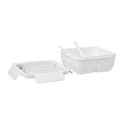 Vue Lunch box avec couverts 600ml - Saturday de couleur blanc| Krokrodeal