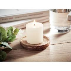Vue Bougeoir rond avec bougie - Pentas de couleur marron| Krokrodeal