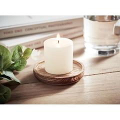 Vue Bougeoir rond avec bougie - Pentas de couleur marron| Krokrodeal