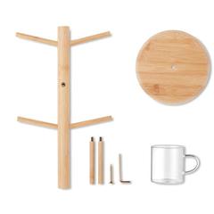Vue Présentoir et 6 tasses en verre - Borocups de couleur marron| Krokrodeal