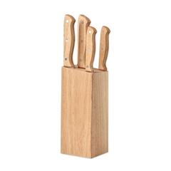 Vue Set de 5 couteaux dans socle - Gourmet de couleur marron| Krokrodeal