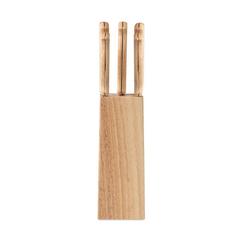 Vue Set de 5 couteaux dans socle - Gourmet de couleur marron| Krokrodeal