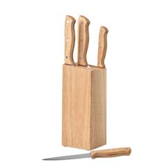 Vue Set de 5 couteaux dans socle - Gourmet de couleur marron| Krokrodeal